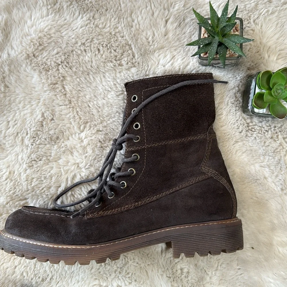 Natha Studio Jeux Olympiques D’hiver 8” Brown Suede Leather Boots Size 9.5